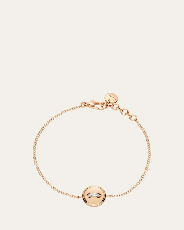 Pom Pom Dot 18K Rose Gold Diamond and Turquoise Chain Bracelet